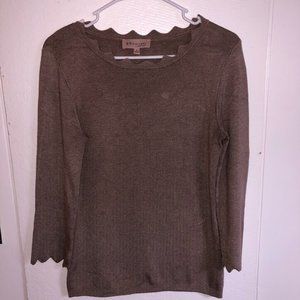 Scalloped 3/4 Sleeve Sweater